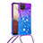Silicone Candy Rubber TPU Bling-Bling Soft Case Cover with Lanyard Strap S01 for Samsung Galaxy A12 Purple