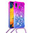 Silicone Candy Rubber TPU Bling-Bling Soft Case Cover with Lanyard Strap S01 for Samsung Galaxy A30