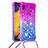Silicone Candy Rubber TPU Bling-Bling Soft Case Cover with Lanyard Strap S01 for Samsung Galaxy A30 Purple