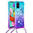 Silicone Candy Rubber TPU Bling-Bling Soft Case Cover with Lanyard Strap S01 for Samsung Galaxy A51 5G