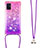 Silicone Candy Rubber TPU Bling-Bling Soft Case Cover with Lanyard Strap S01 for Samsung Galaxy A51 5G