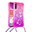 Silicone Candy Rubber TPU Bling-Bling Soft Case Cover with Lanyard Strap S01 for Samsung Galaxy A70 Hot Pink