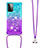 Silicone Candy Rubber TPU Bling-Bling Soft Case Cover with Lanyard Strap S01 for Samsung Galaxy A72 5G