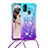 Silicone Candy Rubber TPU Bling-Bling Soft Case Cover with Lanyard Strap S01 for Samsung Galaxy M21 Sky Blue