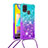 Silicone Candy Rubber TPU Bling-Bling Soft Case Cover with Lanyard Strap S01 for Samsung Galaxy M21s