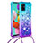 Silicone Candy Rubber TPU Bling-Bling Soft Case Cover with Lanyard Strap S01 for Samsung Galaxy M40S