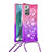 Silicone Candy Rubber TPU Bling-Bling Soft Case Cover with Lanyard Strap S01 for Samsung Galaxy Note 20 5G