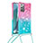 Silicone Candy Rubber TPU Bling-Bling Soft Case Cover with Lanyard Strap S01 for Samsung Galaxy Note 20 5G Pink