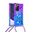 Silicone Candy Rubber TPU Bling-Bling Soft Case Cover with Lanyard Strap S01 for Samsung Galaxy Note 20 Ultra 5G Purple