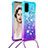 Silicone Candy Rubber TPU Bling-Bling Soft Case Cover with Lanyard Strap S01 for Samsung Galaxy S20