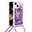 Silicone Candy Rubber TPU Bling-Bling Soft Case Cover with Lanyard Strap S02 for Apple iPhone 13