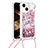 Silicone Candy Rubber TPU Bling-Bling Soft Case Cover with Lanyard Strap S02 for Apple iPhone 13 Clove Purple