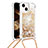 Silicone Candy Rubber TPU Bling-Bling Soft Case Cover with Lanyard Strap S02 for Apple iPhone 13 Gold