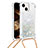 Silicone Candy Rubber TPU Bling-Bling Soft Case Cover with Lanyard Strap S02 for Apple iPhone 13 Silver