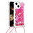 Silicone Candy Rubber TPU Bling-Bling Soft Case Cover with Lanyard Strap S02 for Apple iPhone 14 Plus