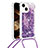 Silicone Candy Rubber TPU Bling-Bling Soft Case Cover with Lanyard Strap S02 for Apple iPhone 14 Plus