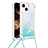 Silicone Candy Rubber TPU Bling-Bling Soft Case Cover with Lanyard Strap S02 for Apple iPhone 14 Plus Sky Blue