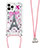 Silicone Candy Rubber TPU Bling-Bling Soft Case Cover with Lanyard Strap S02 for Apple iPhone 14 Pro