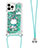 Silicone Candy Rubber TPU Bling-Bling Soft Case Cover with Lanyard Strap S02 for Apple iPhone 14 Pro Green