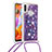 Silicone Candy Rubber TPU Bling-Bling Soft Case Cover with Lanyard Strap S02 for Samsung Galaxy A11