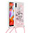 Silicone Candy Rubber TPU Bling-Bling Soft Case Cover with Lanyard Strap S02 for Samsung Galaxy A11