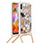 Silicone Candy Rubber TPU Bling-Bling Soft Case Cover with Lanyard Strap S02 for Samsung Galaxy A11 Gold