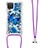 Silicone Candy Rubber TPU Bling-Bling Soft Case Cover with Lanyard Strap S02 for Samsung Galaxy A12