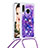 Silicone Candy Rubber TPU Bling-Bling Soft Case Cover with Lanyard Strap S02 for Samsung Galaxy A20e Purple