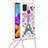 Silicone Candy Rubber TPU Bling-Bling Soft Case Cover with Lanyard Strap S02 for Samsung Galaxy A21s