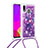 Silicone Candy Rubber TPU Bling-Bling Soft Case Cover with Lanyard Strap S02 for Samsung Galaxy A30