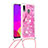 Silicone Candy Rubber TPU Bling-Bling Soft Case Cover with Lanyard Strap S02 for Samsung Galaxy A30