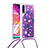 Silicone Candy Rubber TPU Bling-Bling Soft Case Cover with Lanyard Strap S02 for Samsung Galaxy A70