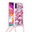 Silicone Candy Rubber TPU Bling-Bling Soft Case Cover with Lanyard Strap S02 for Samsung Galaxy A70 Red