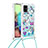 Silicone Candy Rubber TPU Bling-Bling Soft Case Cover with Lanyard Strap S02 for Samsung Galaxy A71 5G Sky Blue