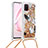 Silicone Candy Rubber TPU Bling-Bling Soft Case Cover with Lanyard Strap S02 for Samsung Galaxy A81 Gold