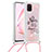 Silicone Candy Rubber TPU Bling-Bling Soft Case Cover with Lanyard Strap S02 for Samsung Galaxy A81 Mixed