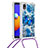 Silicone Candy Rubber TPU Bling-Bling Soft Case Cover with Lanyard Strap S02 for Samsung Galaxy M01 Core