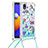 Silicone Candy Rubber TPU Bling-Bling Soft Case Cover with Lanyard Strap S02 for Samsung Galaxy M01 Core Sky Blue