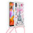 Silicone Candy Rubber TPU Bling-Bling Soft Case Cover with Lanyard Strap S02 for Samsung Galaxy M11 Pink
