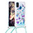 Silicone Candy Rubber TPU Bling-Bling Soft Case Cover with Lanyard Strap S02 for Samsung Galaxy M21