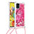 Silicone Candy Rubber TPU Bling-Bling Soft Case Cover with Lanyard Strap S02 for Samsung Galaxy M40S