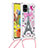 Silicone Candy Rubber TPU Bling-Bling Soft Case Cover with Lanyard Strap S02 for Samsung Galaxy M40S Pink