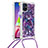 Silicone Candy Rubber TPU Bling-Bling Soft Case Cover with Lanyard Strap S02 for Samsung Galaxy M51