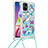 Silicone Candy Rubber TPU Bling-Bling Soft Case Cover with Lanyard Strap S02 for Samsung Galaxy M51