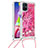 Silicone Candy Rubber TPU Bling-Bling Soft Case Cover with Lanyard Strap S02 for Samsung Galaxy M51 Hot Pink