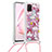 Silicone Candy Rubber TPU Bling-Bling Soft Case Cover with Lanyard Strap S02 for Samsung Galaxy Note 10 Lite