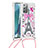 Silicone Candy Rubber TPU Bling-Bling Soft Case Cover with Lanyard Strap S02 for Samsung Galaxy Note 20 5G Pink