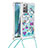 Silicone Candy Rubber TPU Bling-Bling Soft Case Cover with Lanyard Strap S02 for Samsung Galaxy Note 20 5G Sky Blue