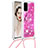 Silicone Candy Rubber TPU Bling-Bling Soft Case Cover with Lanyard Strap S02 for Samsung Galaxy S20