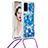 Silicone Candy Rubber TPU Bling-Bling Soft Case Cover with Lanyard Strap S02 for Samsung Galaxy S20 5G Blue